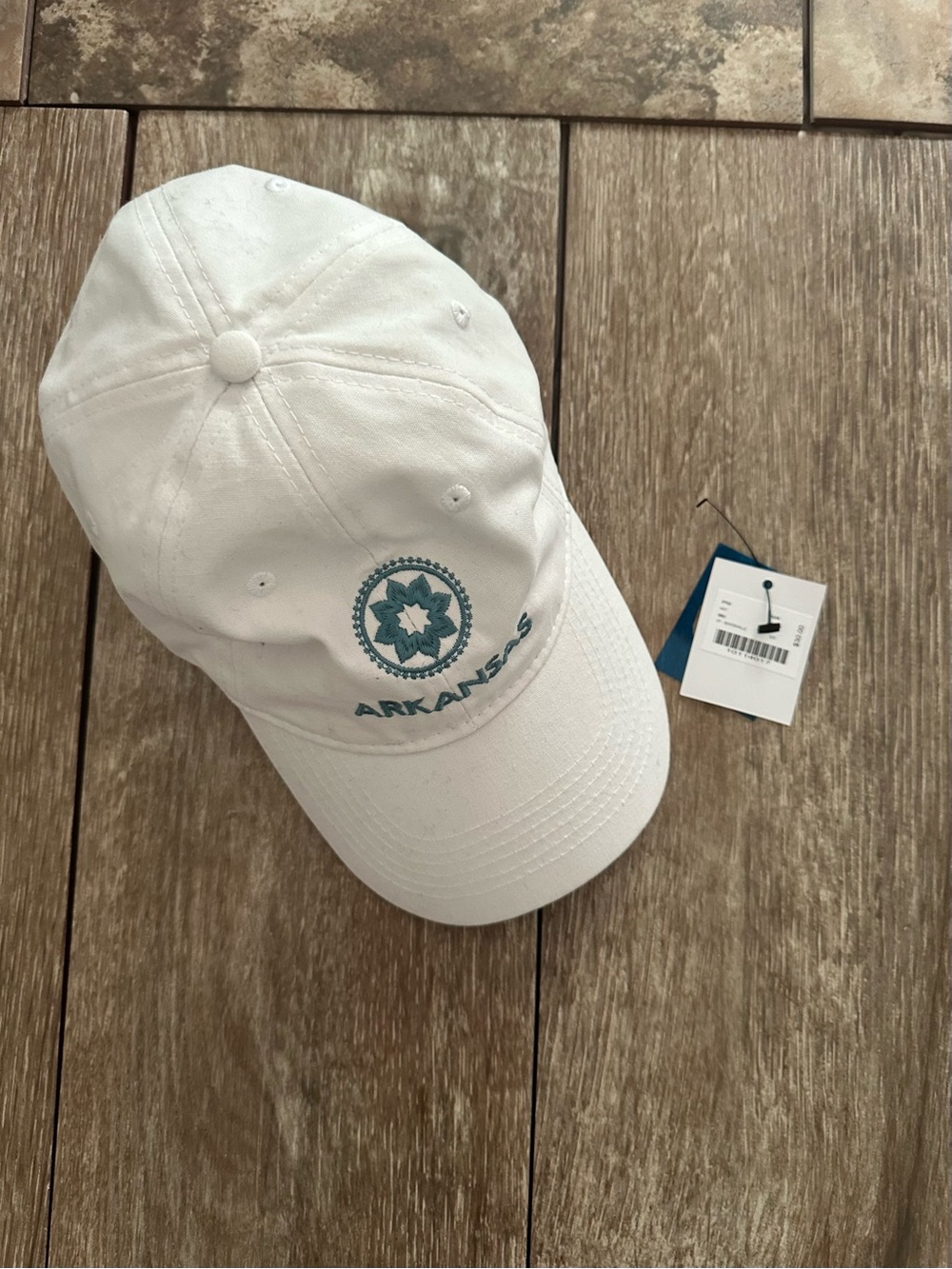 White Arkansas Embroidered Cotton Baseball Cap